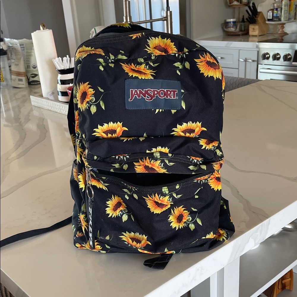 JanSport Black and Yellow Sunflower Backpack